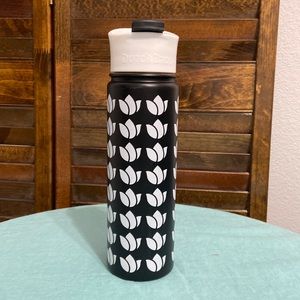 Dutch Bros Stainless Steel Thermos Tumbler Blk White Tulip Water Bottle Flip Top